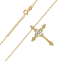 14Kt Yellow Gold Womens Sparkling Cubic Zirconia Cross Religious Charm Pendant