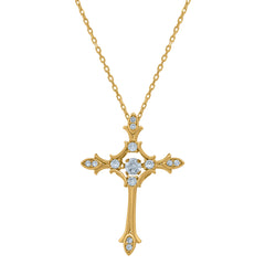 14Kt Yellow Gold Womens Sparkling Cubic Zirconia Cross Religious Charm Pendant