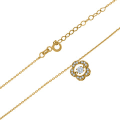 14Kt Yellow Gold Womens Sparkling Cubic Zirconia Floral Charm Pendant