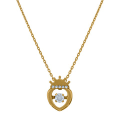 14Kt Yellow Gold Womens Sparkling Cubic Zirconia Heart With Crown Charm Pendant