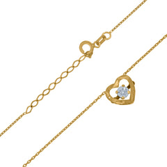 14Kt Yellow Gold Womens Sparkling Cubic Zirconia Diamond-Cut Heart Charm Pendant
