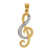 14Kt Two-Tone Gold Unisex Cubic Zirconia Music Note Charm Fashion Pendant