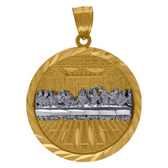 10kt Two-Tone Gold Diamond-Cut Last Supper Religious Charm Pendant