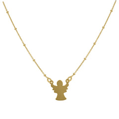 14Kt Yellow Gold Womens Angel Religious Necklace 17.5 Inches