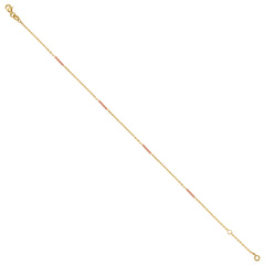 14Kt Two-Tone Gold Womens Bar Chain Anklet