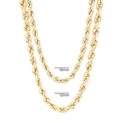 10K Yellow Gold Diamond Cut Rope Chain Necklace 1mm-12mm Mens Womens 16" - 30"