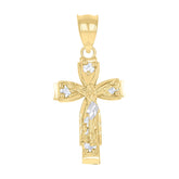 10kt Two-Tone Gold Unisex Cross Religious Charm Pendant