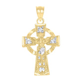 10kt Two-Tone Gold Unisex Cross Religious Charm Pendant