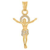 14Kt Two-Tone Gold Mens Jesus Religious Charm Pendant
