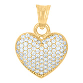 14Kt Yellow Gold Womens Cubic-Zirconia Heart Charm Pendant