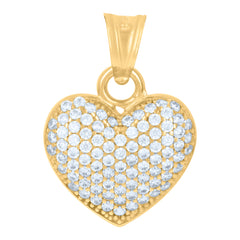 14Kt Yellow Gold Womens Cubic-Zirconia Heart Charm Pendant