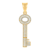14Kt Yellow Gold Mens Cubic-Zirconia Key Charm Pendant
