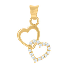 14Kt Yellow Gold Womens Cubic-Zirconia Intertwined Hearts Charm Pendant