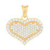 14Kt Yellow Gold Womens Cubic-Zirconia Heart Charm Pendant