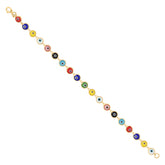 10kt Yellow Gold Womens Enamel Evil Eye Good Luck Bracelet Size 7 Inches