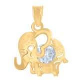 14Kt Yellow Gold Cubic-Zirconia Baby Elephant Good Luck Charm Pendant