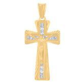 14Kt Yellow Gold Mens Cubic-Zirconia Crucifix Cross Religious Charm Pendant