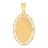 14Kt Yellow Gold Mens Cubic-Zirconia Medallion Oval Fashion Charm Pendant