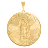 14Kt Yellow Gold Unisex Medallion Guadalupe/Mother Marry Religious Charm Pendant