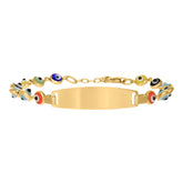 14kt Yellow Gold Womens Enamel Evil Eye Good Luck 6" ID Bracelet