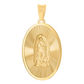 14Kt Yellow Gold Unisex Medallion Oval Guadalupe/Mother Marry Religious Charm Pendant