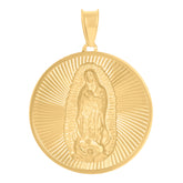 14Kt Yellow Gold Unisex Medallion Guadalupe/Mother Marry Religious Charm Pendant