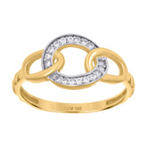14kt Two-Tone Gold Womens Cubic-Zirconia Intertwined Fashion Ring
