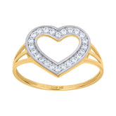 14kt Two-Tone Gold Womens Cubic-Zirconia Heart Ring
