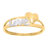 14kt Two-Tone Gold Womens Love Heart Ring
