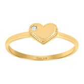 14kt Yellow Gold Womens Cubic-Zirconia Heart Ring