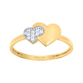 14kt Two-Tone Gold Womens Cubic-Zirconia Heart Ring