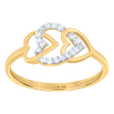 14kt Two-Tone Gold Womens Cubic-Zirconia Heart Ring