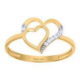 14kt Two-Tone Gold Womens Cubic-Zirconia Double Heart Ring