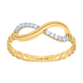 14kt Two-Tone Gold Womens Cubic-Zirconia Infinity Symbol Ring