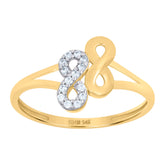 14kt Two-Tone Gold Womens Cubic-Zirconia Infinity Symbol Ring
