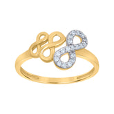 14kt Two-Tone Gold Womens Cubic-Zirconia Infinity Symbol Ring