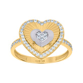 14kt Two-Tone Gold Womens Cubic-Zirconia Heart Ring