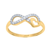 14kt Two-Tone Gold Womens Cubic-Zirconia Heart Infinity Symbol Ring