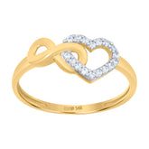 14kt Two-Tone Gold Womens Cubic-Zirconia Heart Infinity Symbol Ring