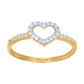 14kt Two-Tone Gold Womens Cubic-Zirconia Heart Ring