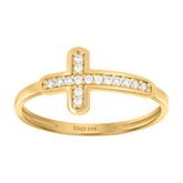 14kt Yellow Gold Womens Cubic-Zirconia Cross Religious Ring