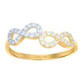 14kt Two-Tone Gold Womens Cubic-Zirconia Infinity Symbol Ring