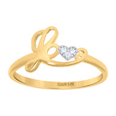 14kt Two-Tone Gold Womens Cubic-Zirconia Love Heart Ring