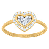 14kt Two-Tone Gold Womens Cubic-Zirconia Heart Ring