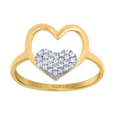 14kt Two-Tone Gold Womens Cubic-Zirconia Double Heart Ring