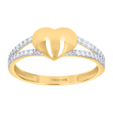 14kt Two-Tone Gold Womens Cubic-Zirconia Heart Ring