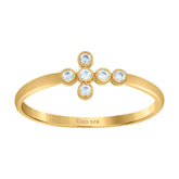 14kt Yellow Gold Womens Cubic-Zirconia Cross Religious Ring