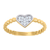 14kt Two-Tone Gold Womens Cubic-Zirconia Heart Ring