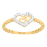 14kt Two-Tone Gold Womens Cubic-Zirconia Heart Ring
