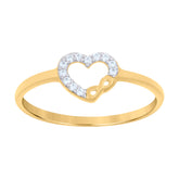 14kt Two-Tone Gold Womens Cubic-Zirconia Heart Ring